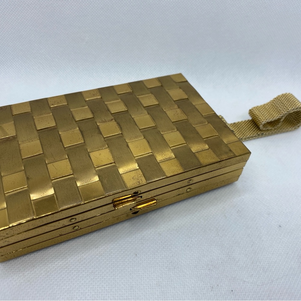 Evans mid century Vintage Gold Woven Metal Evening Clutch